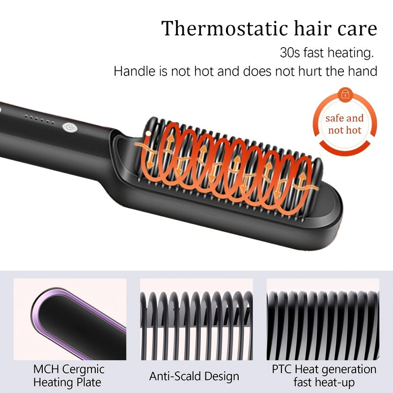 2-in-1 Electric Hair Straightener Brush