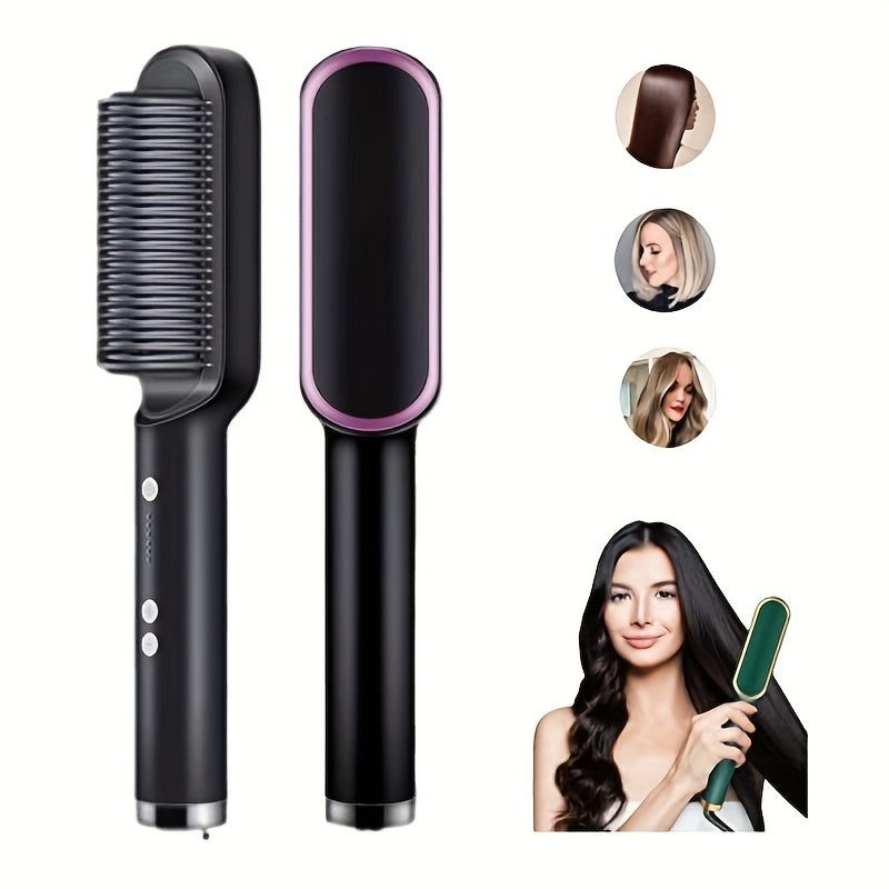 2-in-1 Electric Hair Straightener Brush